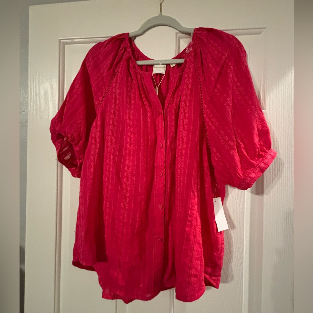 Zac & Rachel Vibrant Bright Rose Blouse NWT